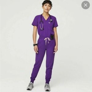Figs - Magic Purple Scrub Set with High Waisted Jogger Pants